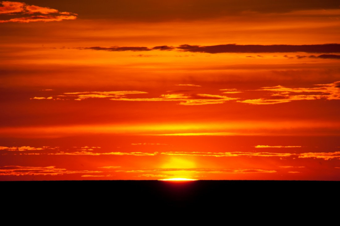 Sunset ending in a flaming red sky