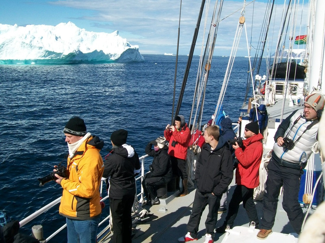 Enjoying the bluish Greenlandic ice bergs