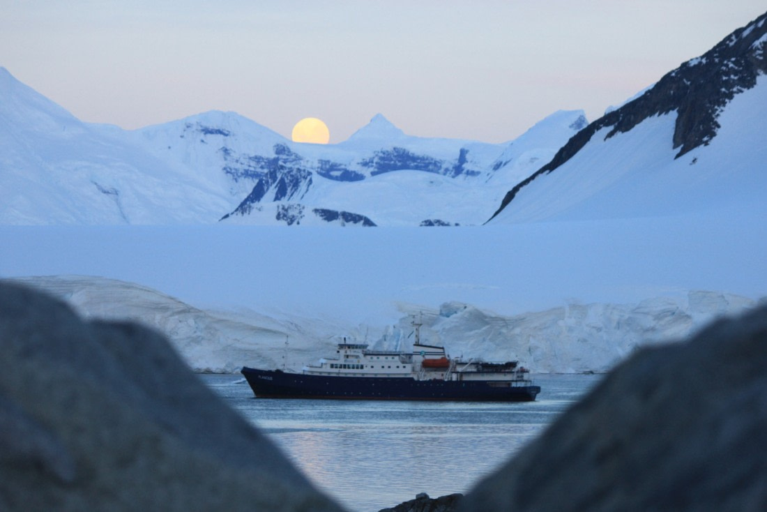 Antarctica Moonrise over M/V Plancius