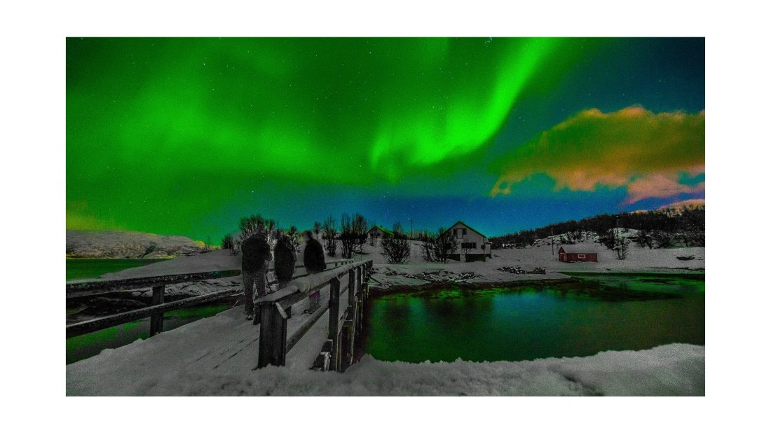 Expedition members  photographing auroras, S/V Nooderlicht, whales & auroras  12/2017