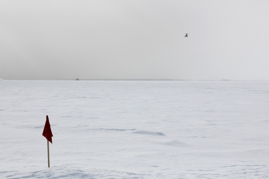 Ortelius & Helicopter from the Ross Ice Shelf