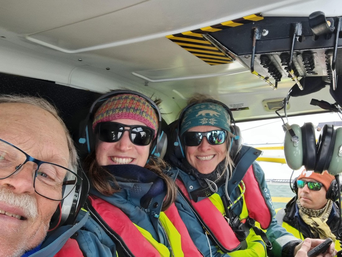 OTL22-25, Day 6, 16Nov2025-Gary Miller-Gary-Beth adn Saskia in Heli.jpg © Gary Miller - Oceanwide Expeditions.jpg