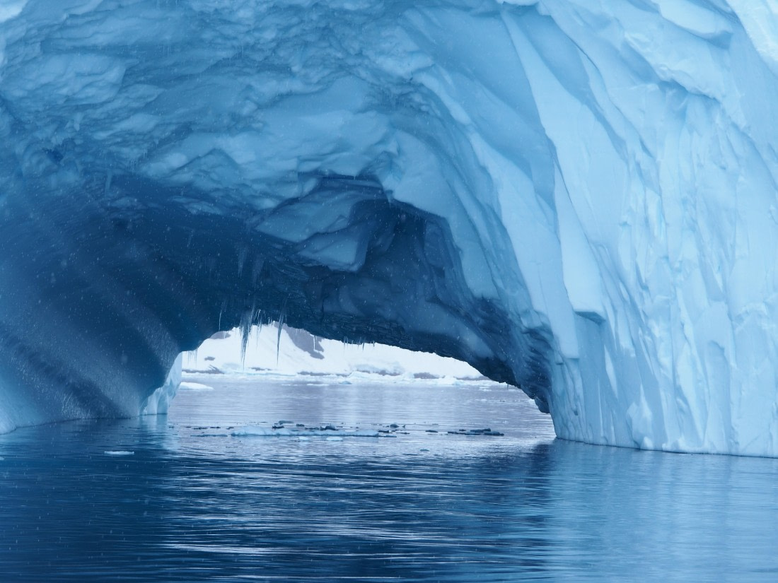 cave in an iceberg