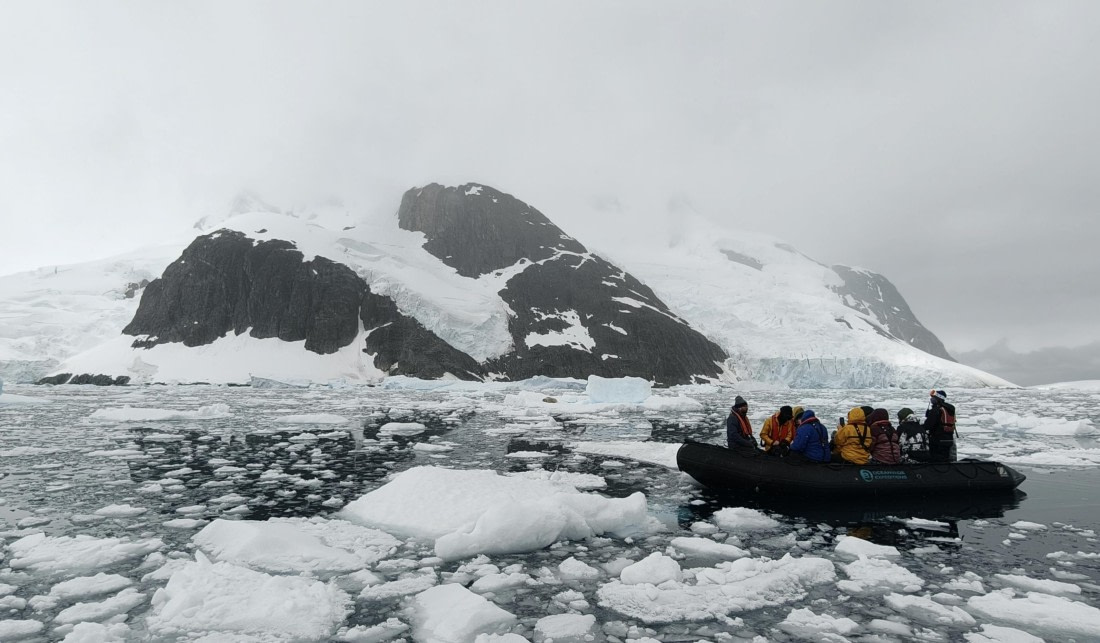 Moving across sea of ice in Paradise Bay