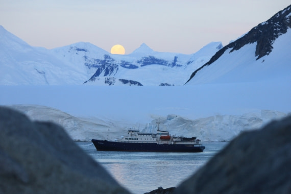 Antarctica Moonrise over M/V Plancius
