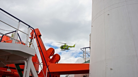 helicopter departing Ortelius