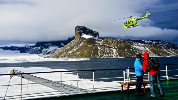 Heli reconnaissance flight from M/V Ortelius