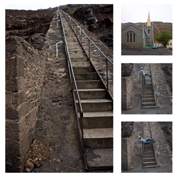 Jacob's Ladder, local guide 83yrs old ( a saint) shows how to mount & slide 699steps, atlantic odyssey 2017