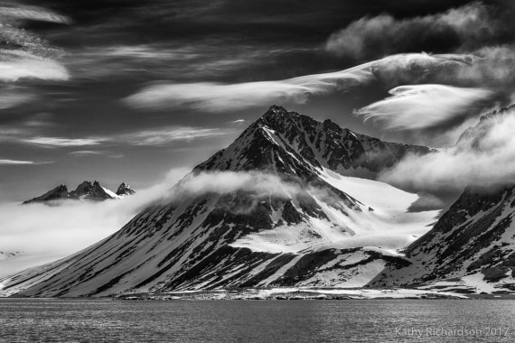 Lenticular clouds over Svalbard.