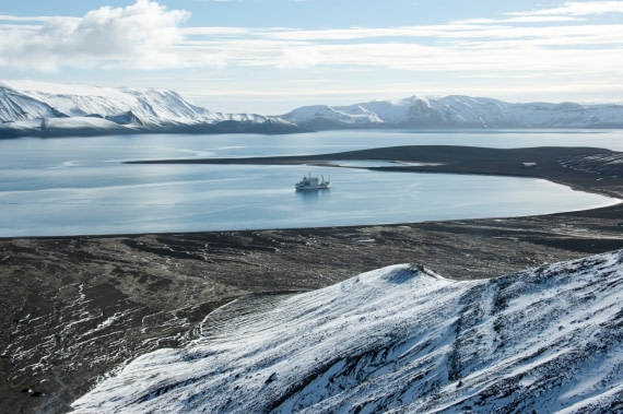 Deception Island Caldera with Boat