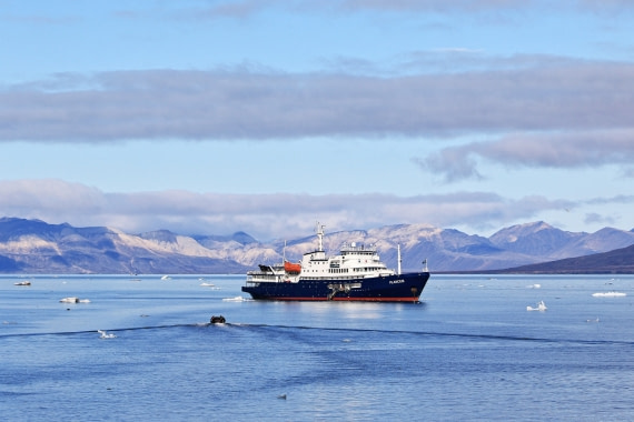 MS Plancius at Ny-Ålesund, Svalbard
