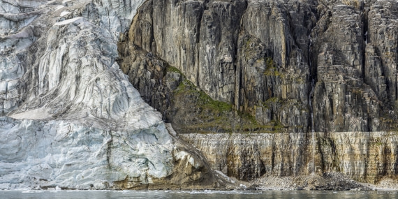 The Odinjokelen glacier and the cliffs of Alkefjellet in Spitsbergen - Svalbard Archipelago