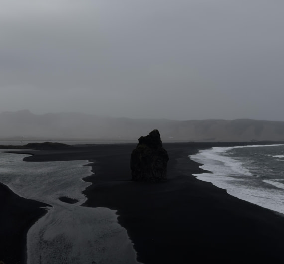 Black and white lonely stone