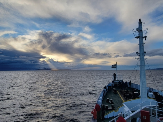 Sunset on Plancius ship