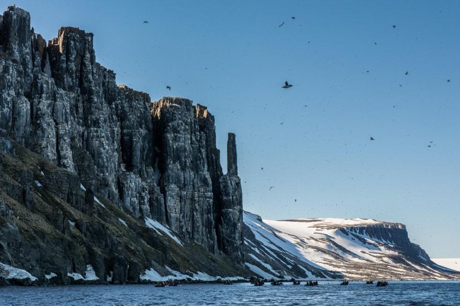 Faksevågen (ochtend), Alkefjellet (middag) en Wahlbergøya (avond)