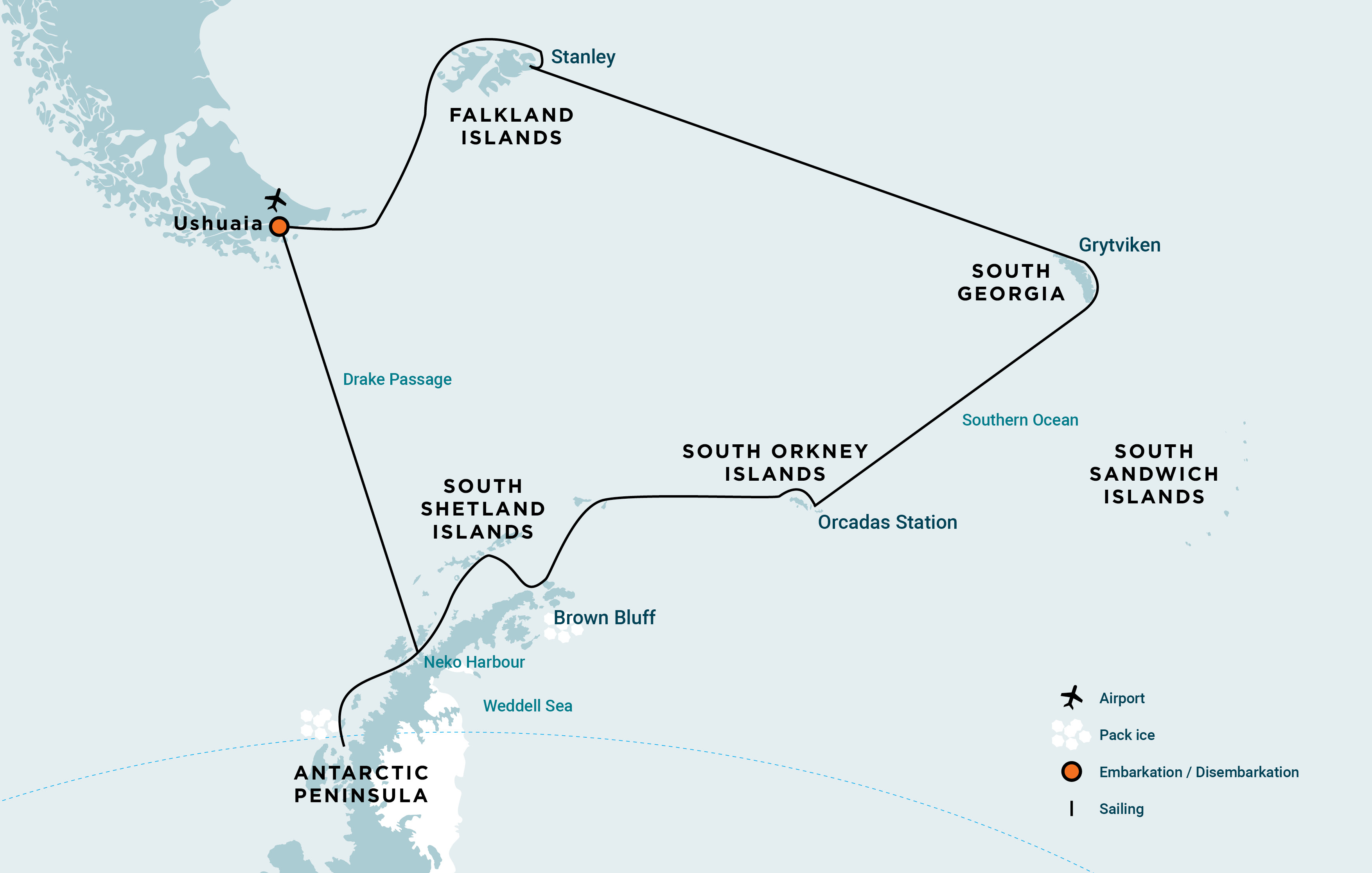 Falkland Islands, South Georgia, Elephant Island, Antarctica - Polar Circle